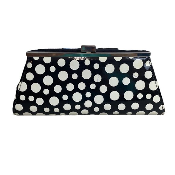 Neiman Marcus Women's Black White Circles Evening Clutch Sz S - Picture 3 of 8